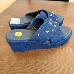 Karl Lagerfeld Denim Platform Slide Sandals